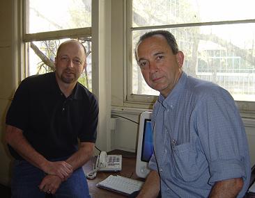 Michael Rose (left) and interviewer Tony Maniaty.